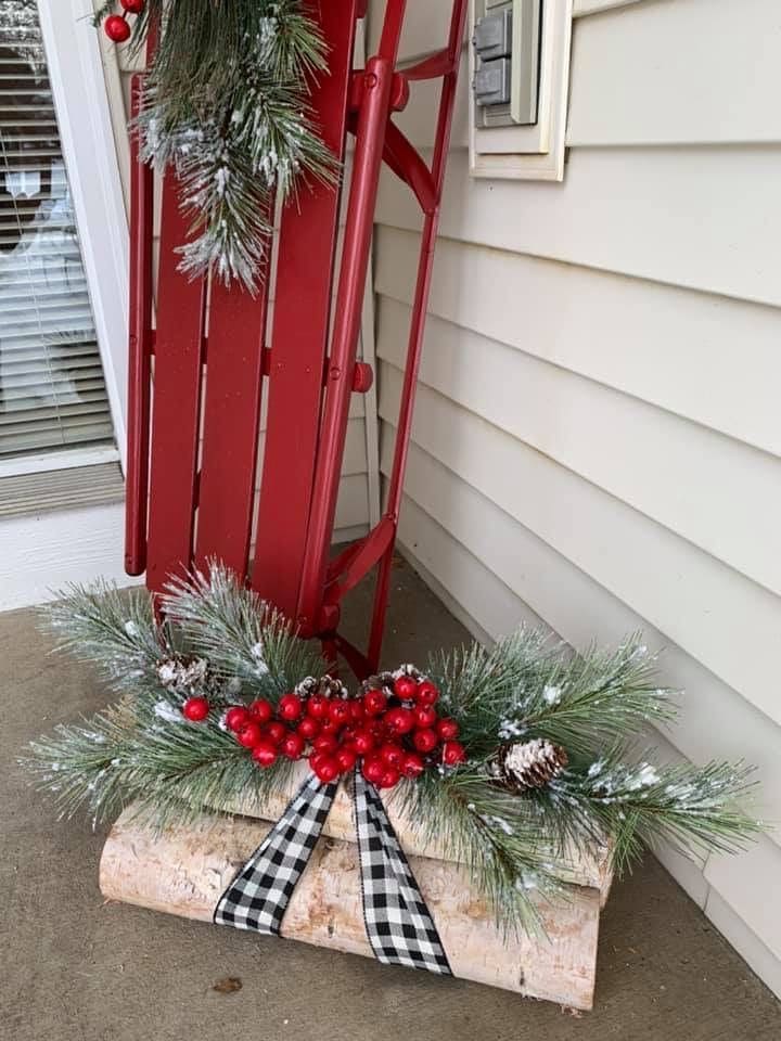 Birch Log and Sled Holiday Charm