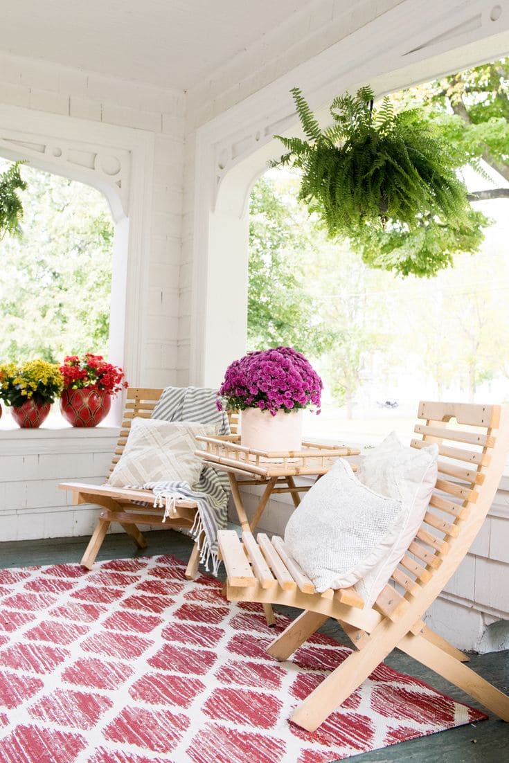 Bright and Cozy Porch with Floral Accents