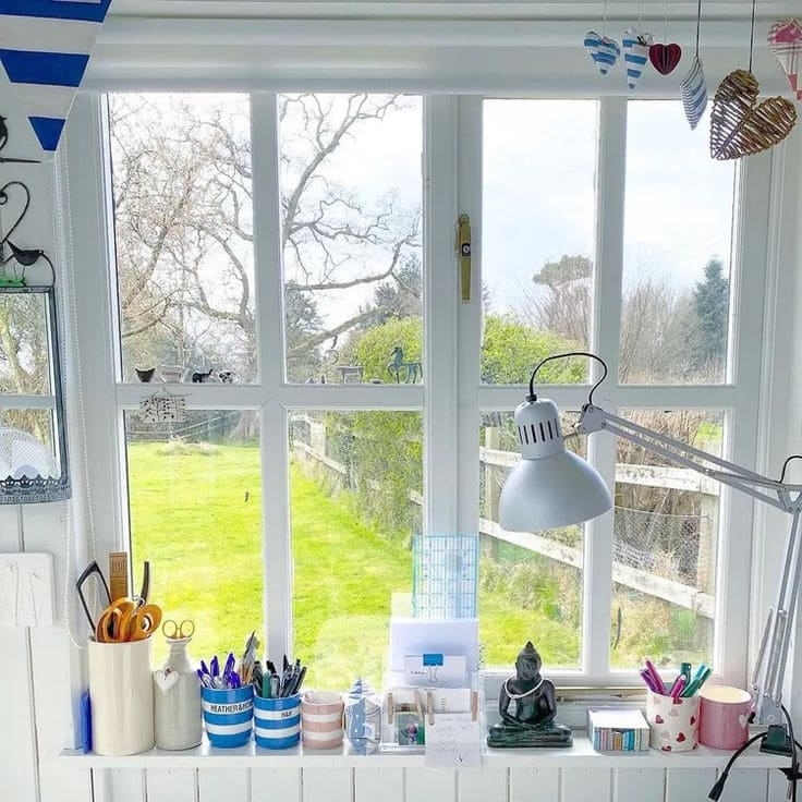 Bright and Organized Window Workspace Decor