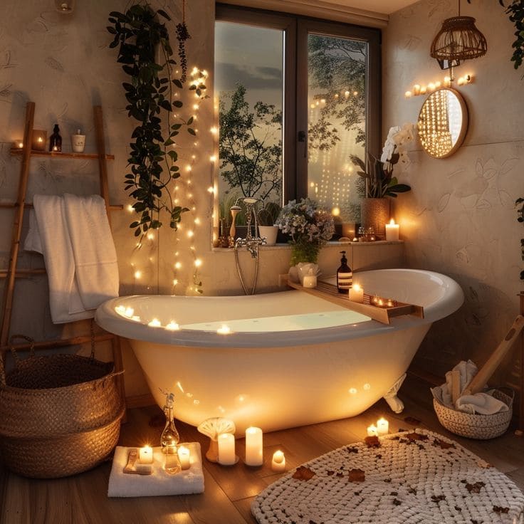 Candlelit Serenity Spa Bathroom Haven