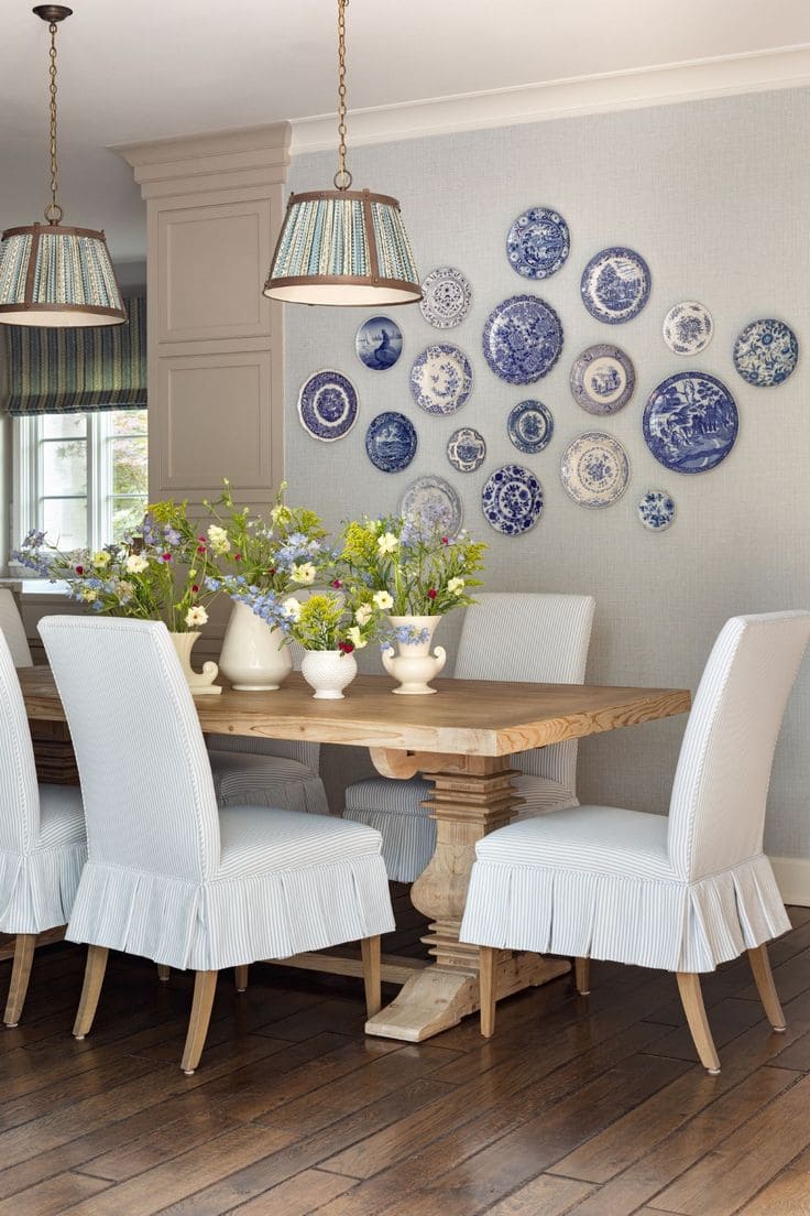 Charming Blue Porcelain Plate Gallery Wall