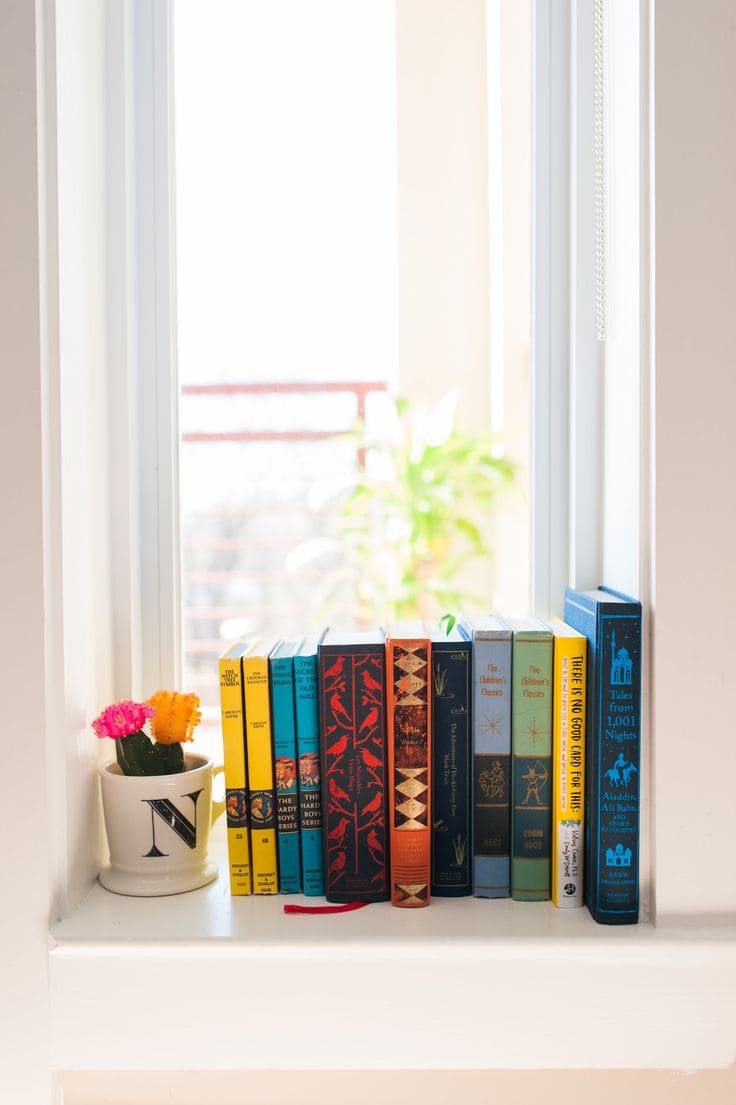 Charming Book Haven on Window Sill