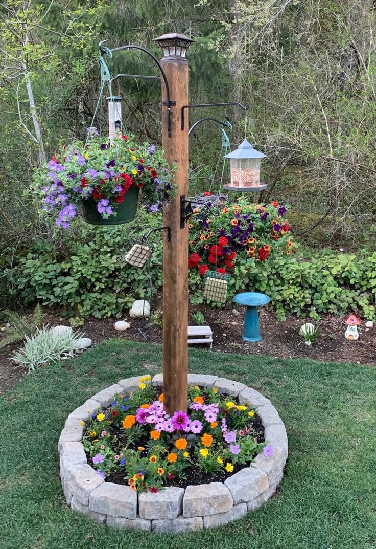 Charming Multi-Feature Garden Display Pole