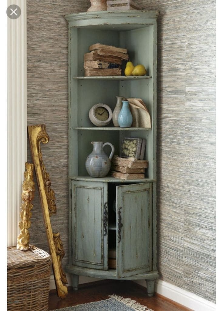 Charming Vintage-Inspired Corner Storage Cabinet
