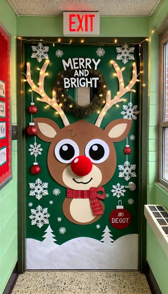 Cheerful Rudolph Door Holiday Theme