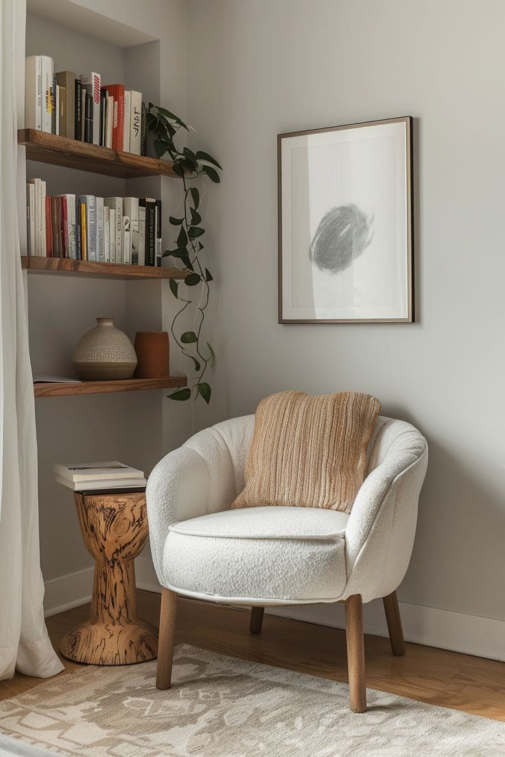 Cozy Minimalist Reading Nook Corner