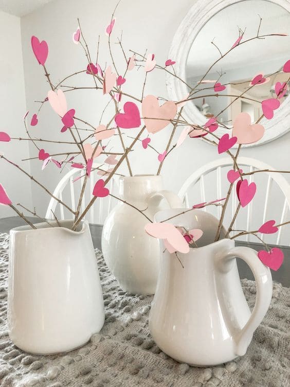 Delicate Heart-Adorned Branch Centerpieces