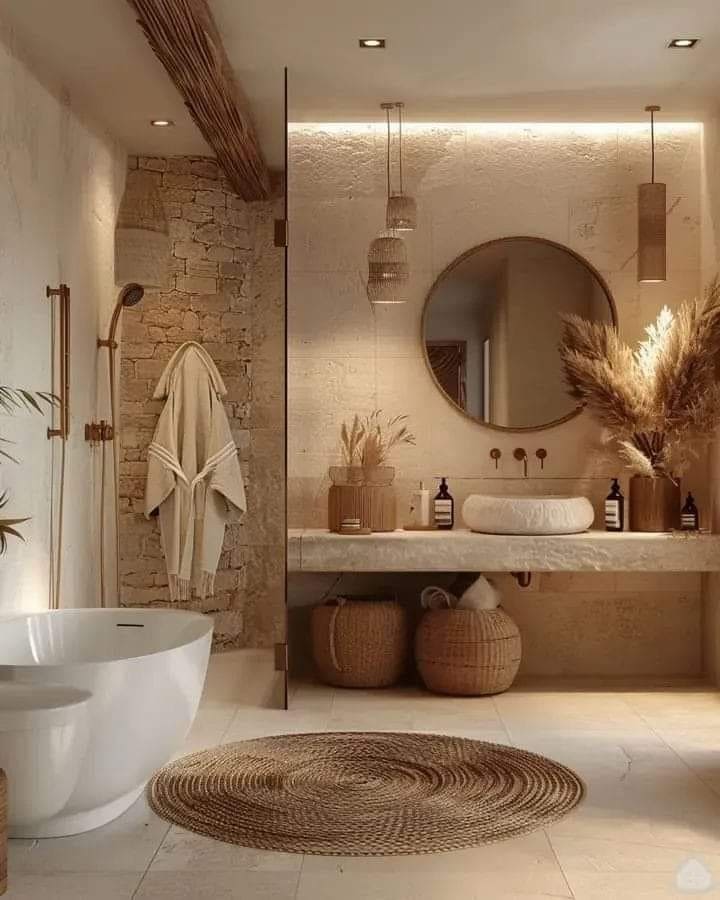 Earthy Tones Spa-Inspired Bathroom Escape