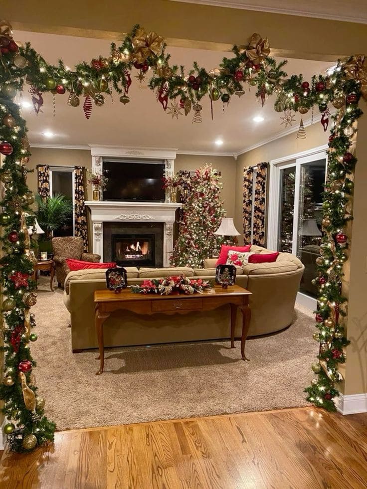 Elegant Christmas Garland Wonderland Living Room