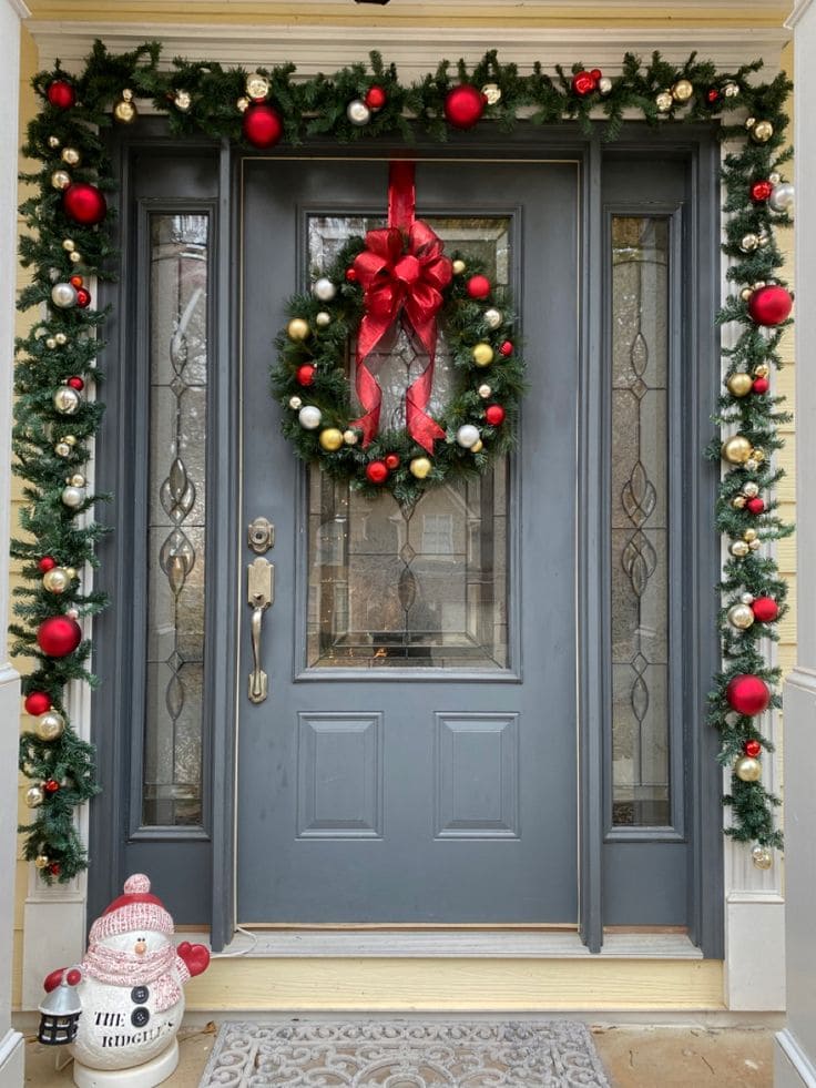 Elegant Festive Wreath Door Display