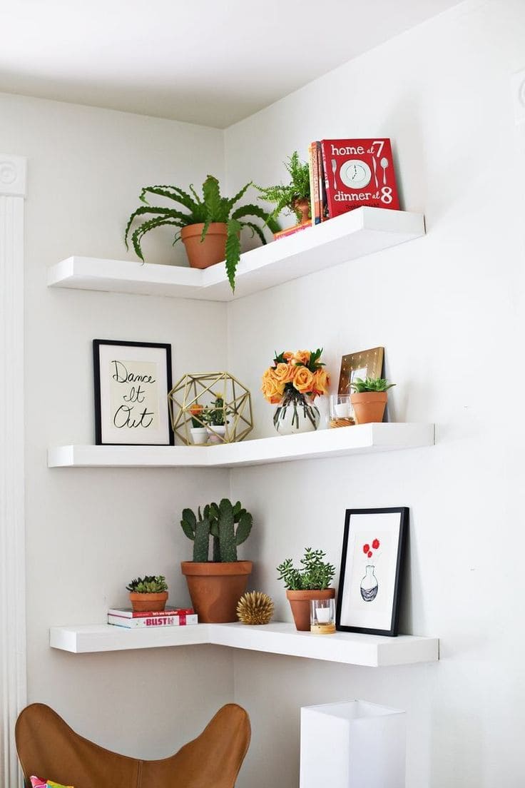 Elegant Floating Corner Shelf Design