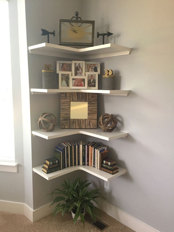 Elegant Floating Corner Shelf Display