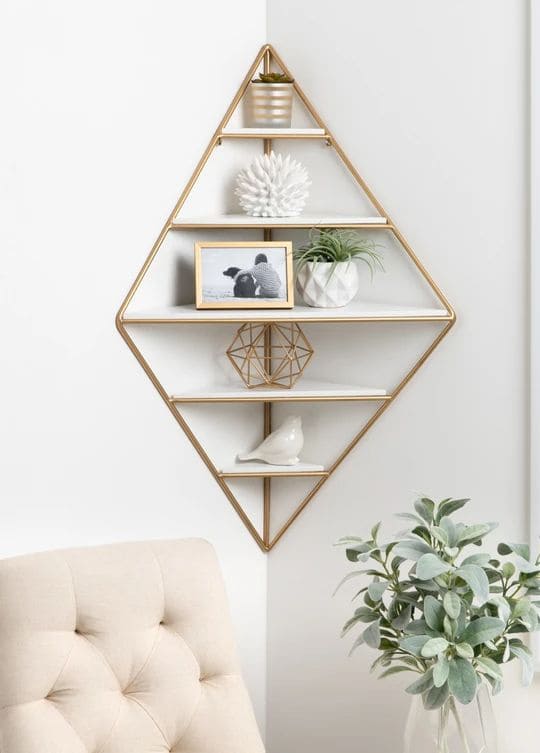 Elegant Geometric Corner Shelf Design