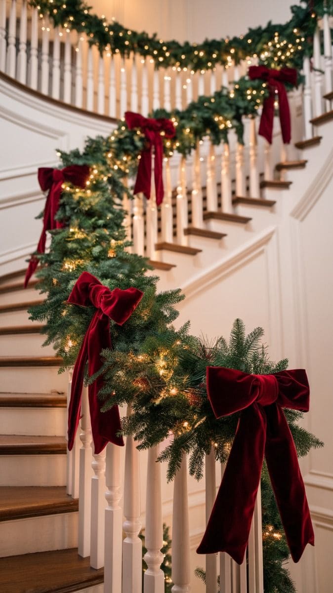 Elegant Staircase Christmas Garland