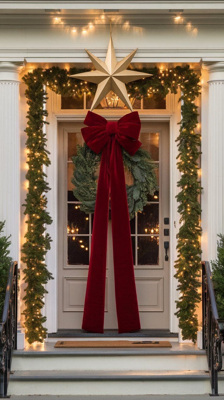 Elegant Star-Themed Christmas Door Design