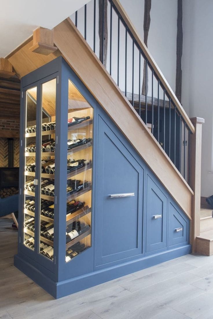 Elegant Under-Stair Wine Storage Idea