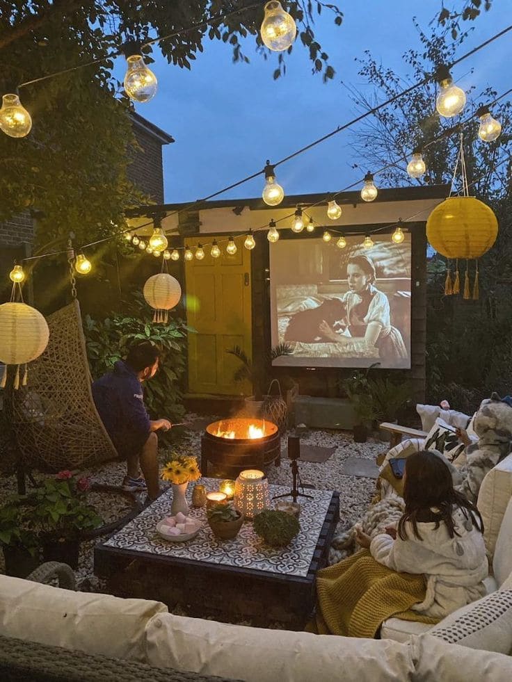 Enchanting Backyard Movie Night Under Lights