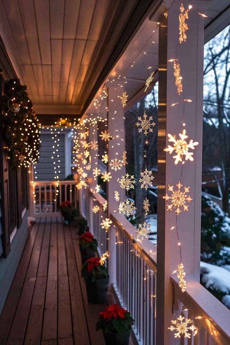 Enchanting Snowflake Glow Christmas Porch