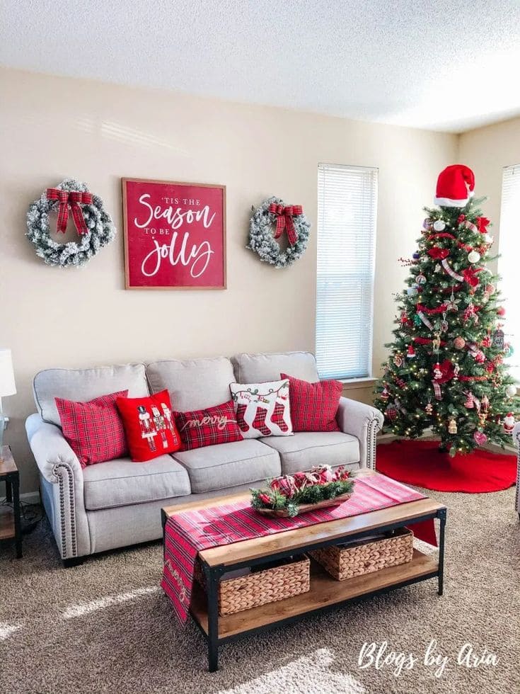 Festive Red and Cozy Christmas Corner