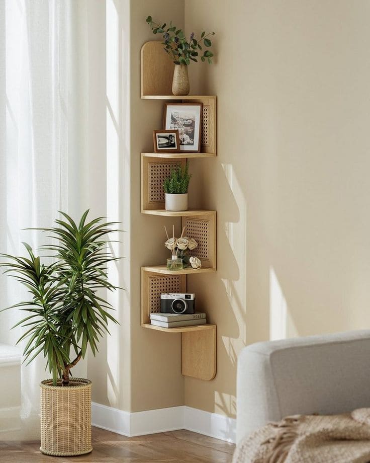 Functional Woven Corner Shelves