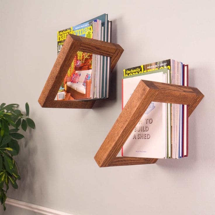 Geometric Wooden Wall Book Holders