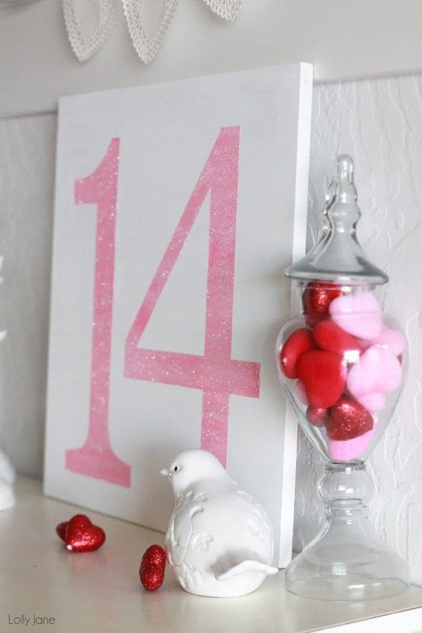 Glittered Valentines Countdown Display