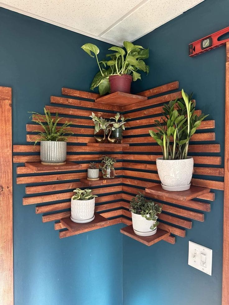 Innovative Corner Shelf for Plant Display