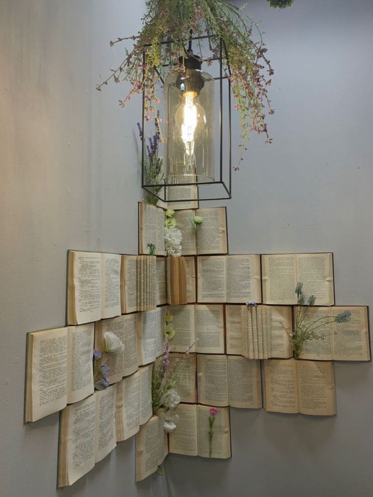 Literary Charm with Open Book Wall