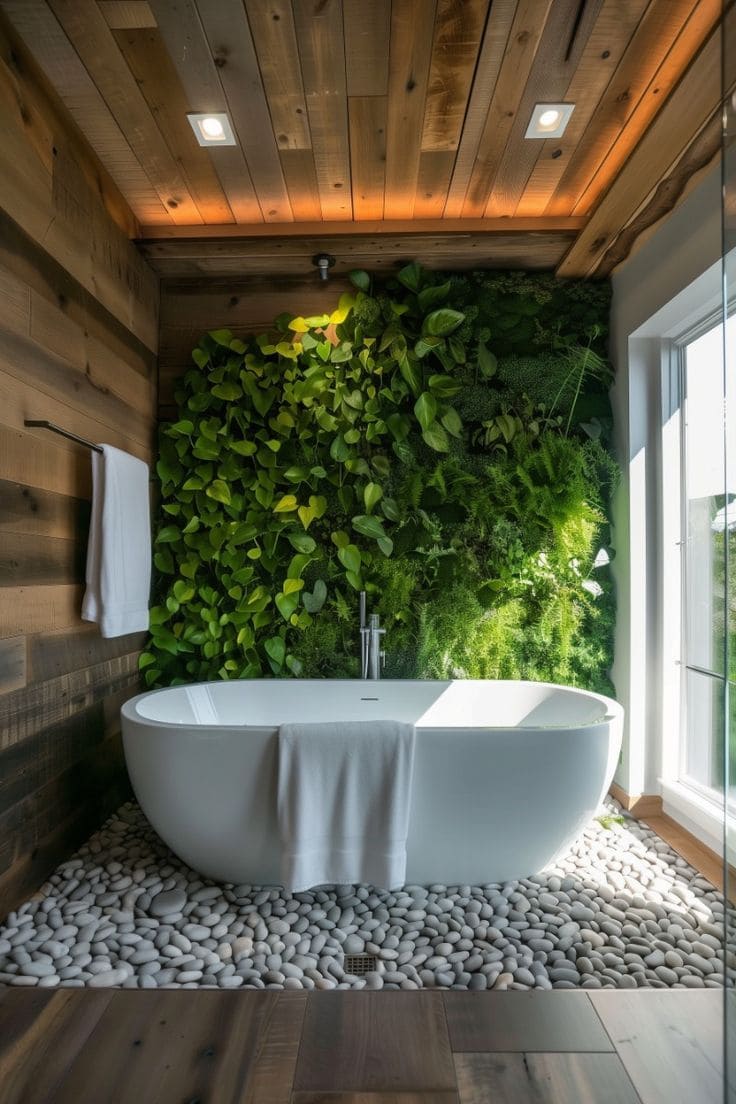 Lush Green Oasis Bathroom Retreat