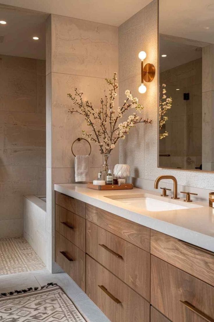 Modern Bathroom with a Warm Spa Feel