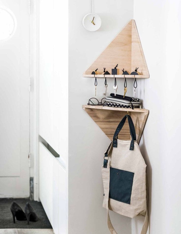 Modern Minimalist Entryway Corner Shelf Design