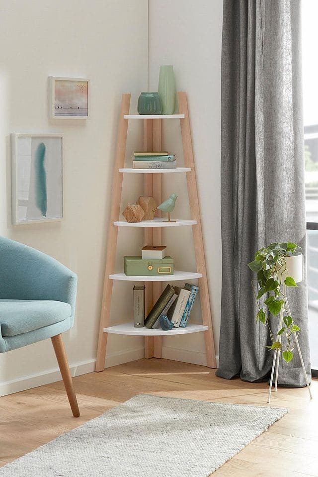 Modern Minimalist Ladder Shelf Corner Design