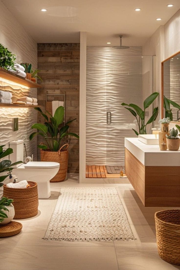 Modern Nature-Inspired Spa Bathroom Design