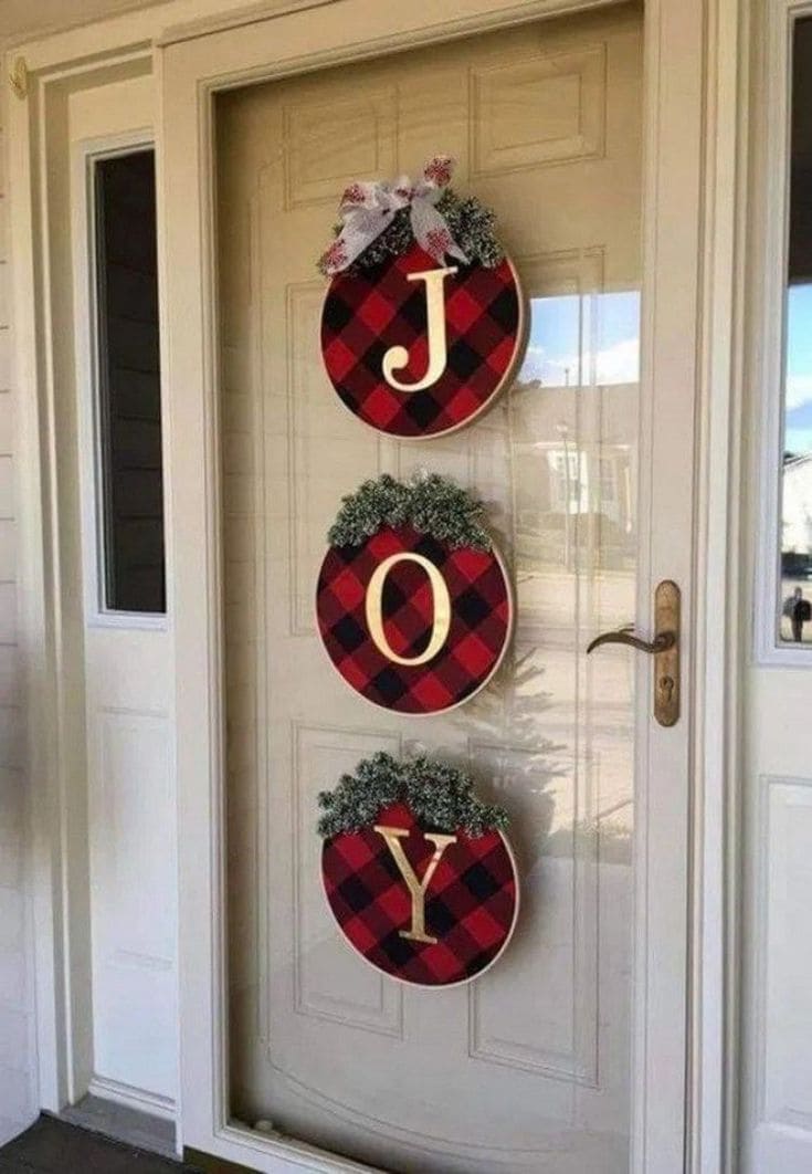 Plaid Joy Door Christmas Charm