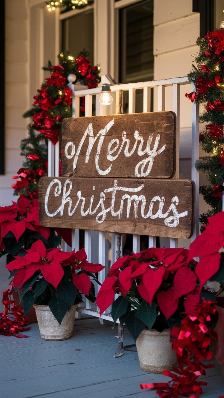 Poinsettia Charm with Festive Signage