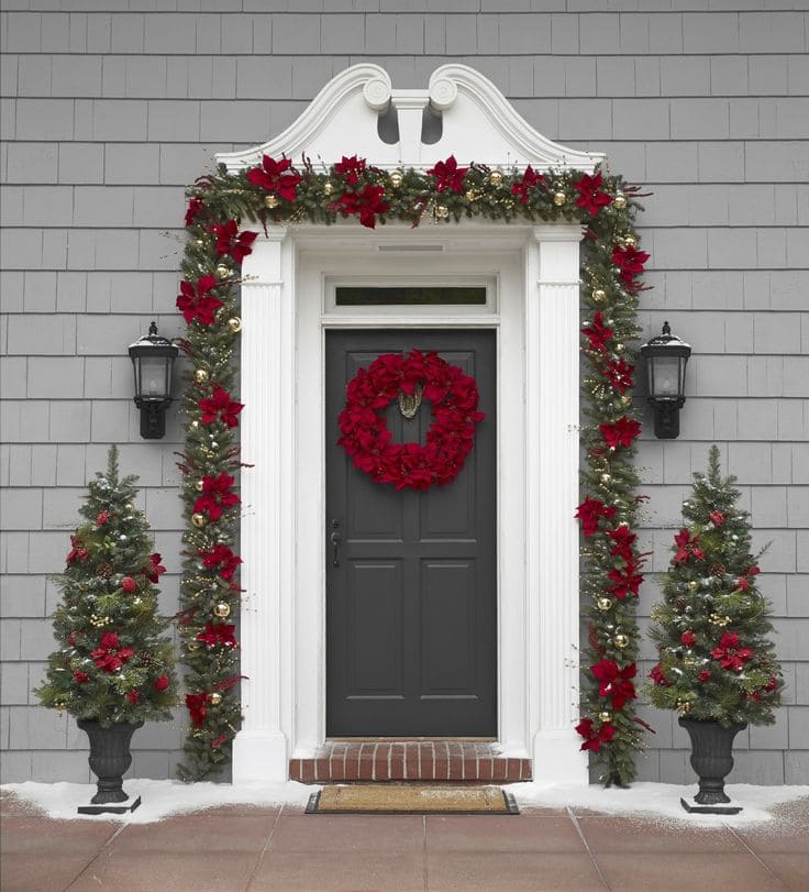 Poinsettia Garland Christmas Charm