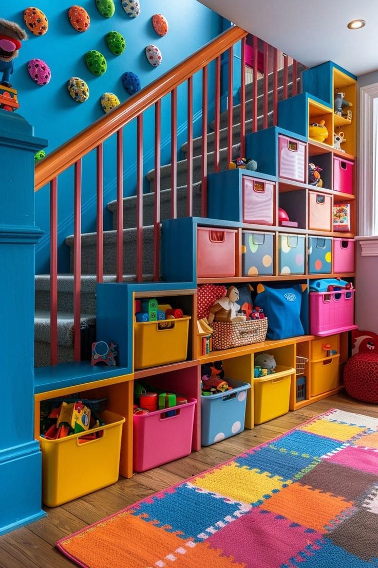 Practical Toy Storage Under Stairs