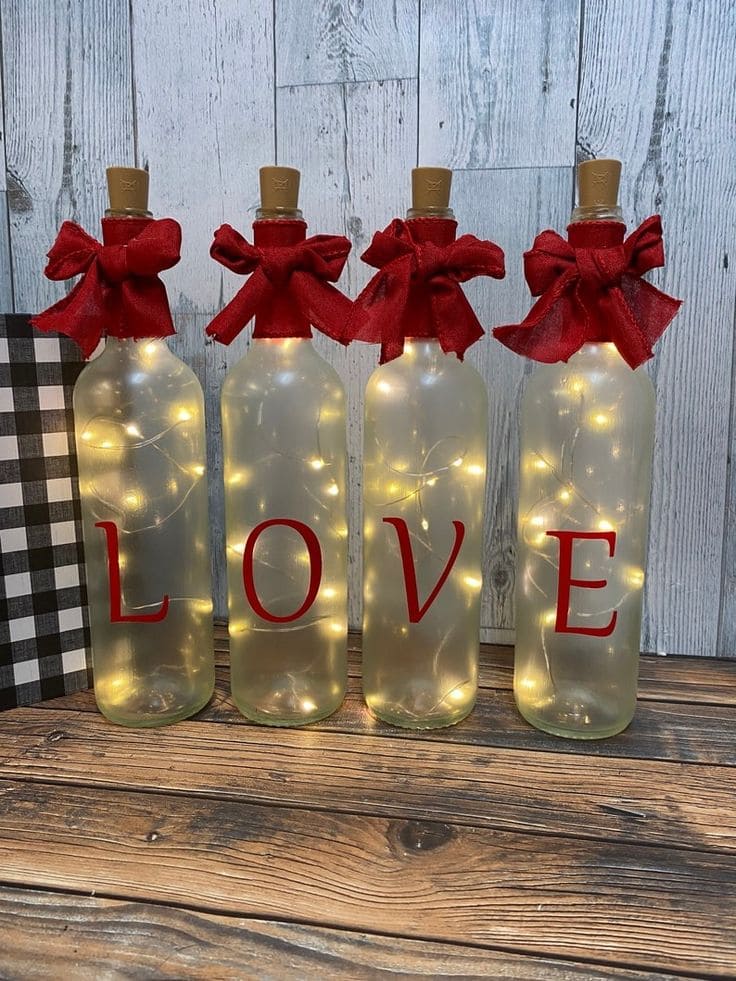 Radiant Bottle Lights with Love Message