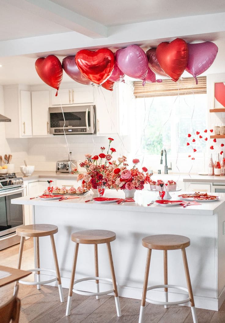 Romantic Kitchen Balloon Decor Display