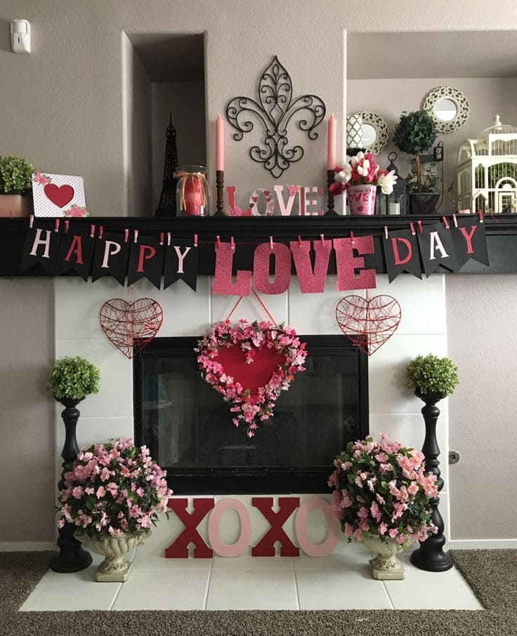 Romantic Mantelpiece Decor for Love Day