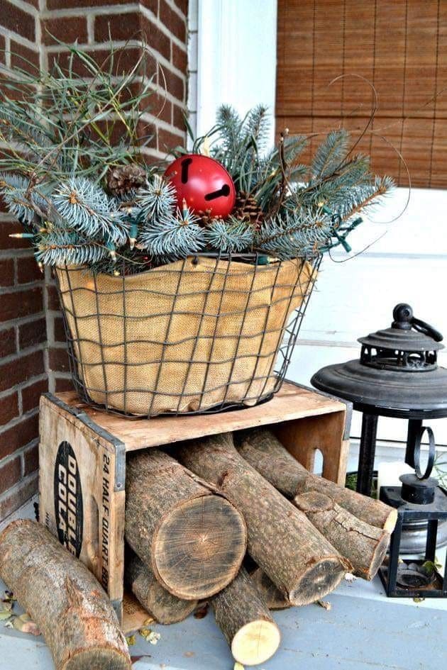 Rustic Basket with Festive Greenery