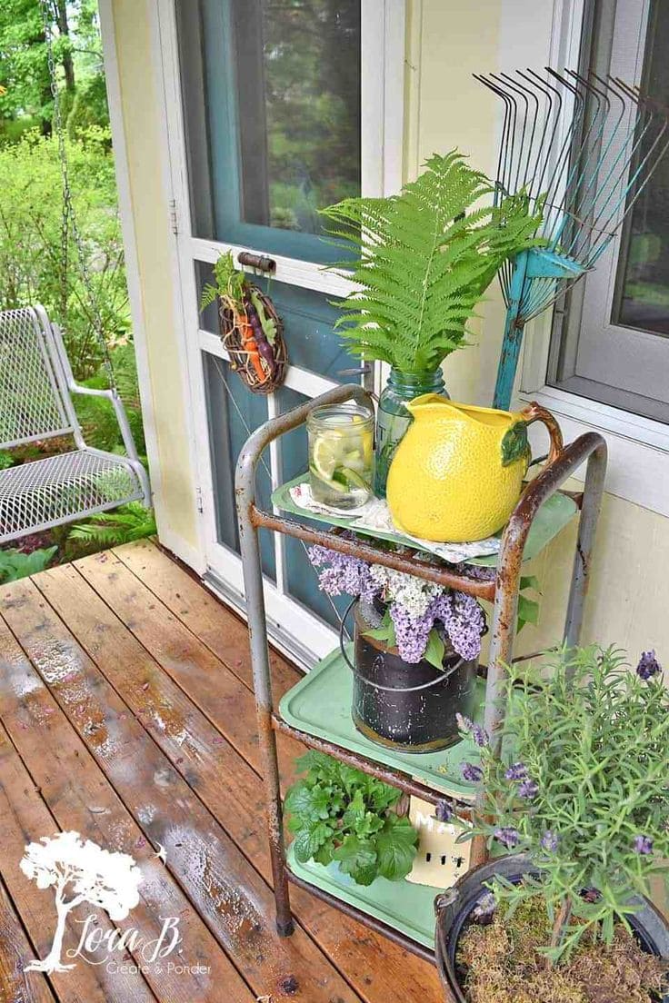 Rustic Cart Garden Porch Decor