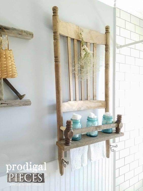 Rustic Chair Back Bathroom Organizer