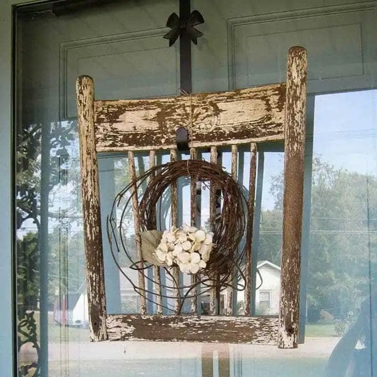 Rustic Chair Back Wreath Display