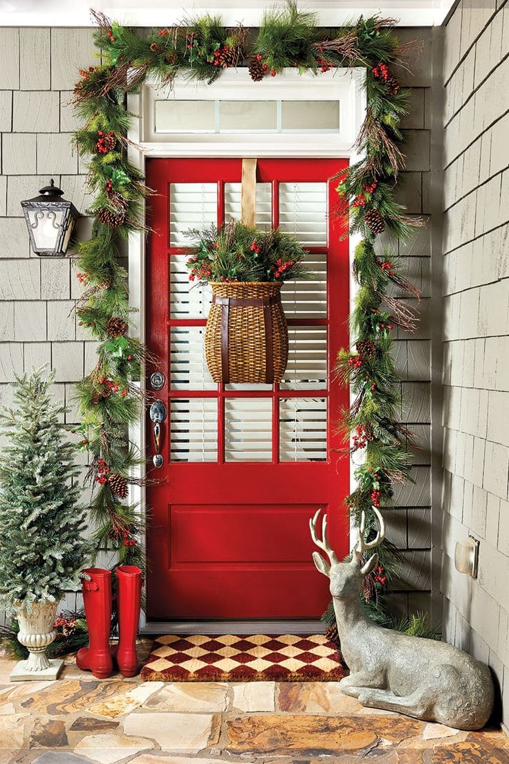 Rustic Charm Christmas Door Elegance