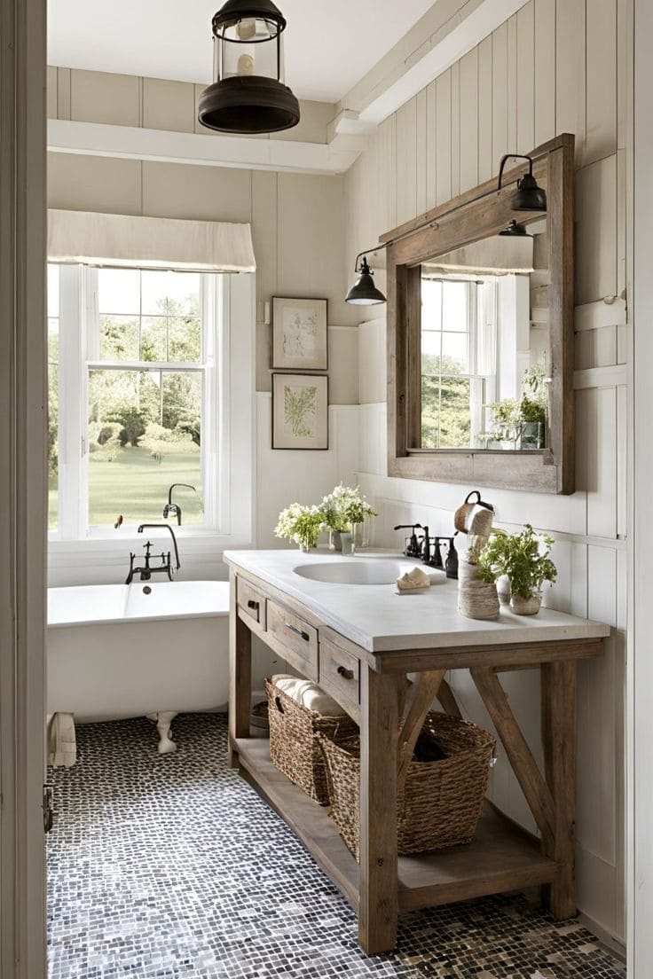 Rustic Farmhouse Bathroom with Modern Elegance