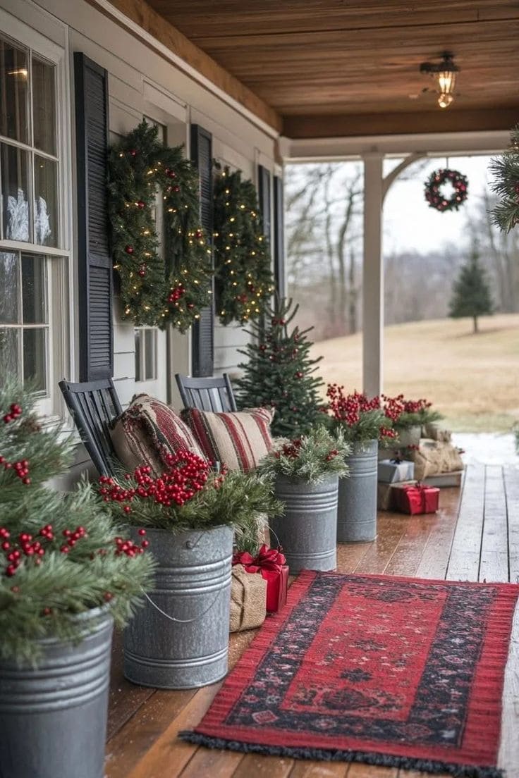 Rustic Farmhouse Christmas Porch Charm