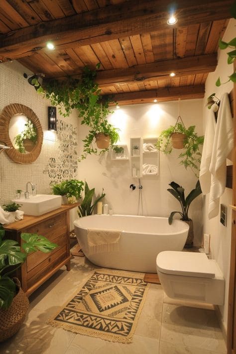 Rustic Greenery Bathroom Spa Retreat