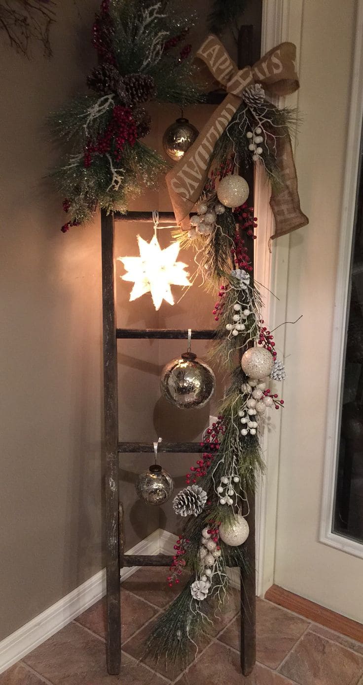 Rustic Ladder Christmas Decor