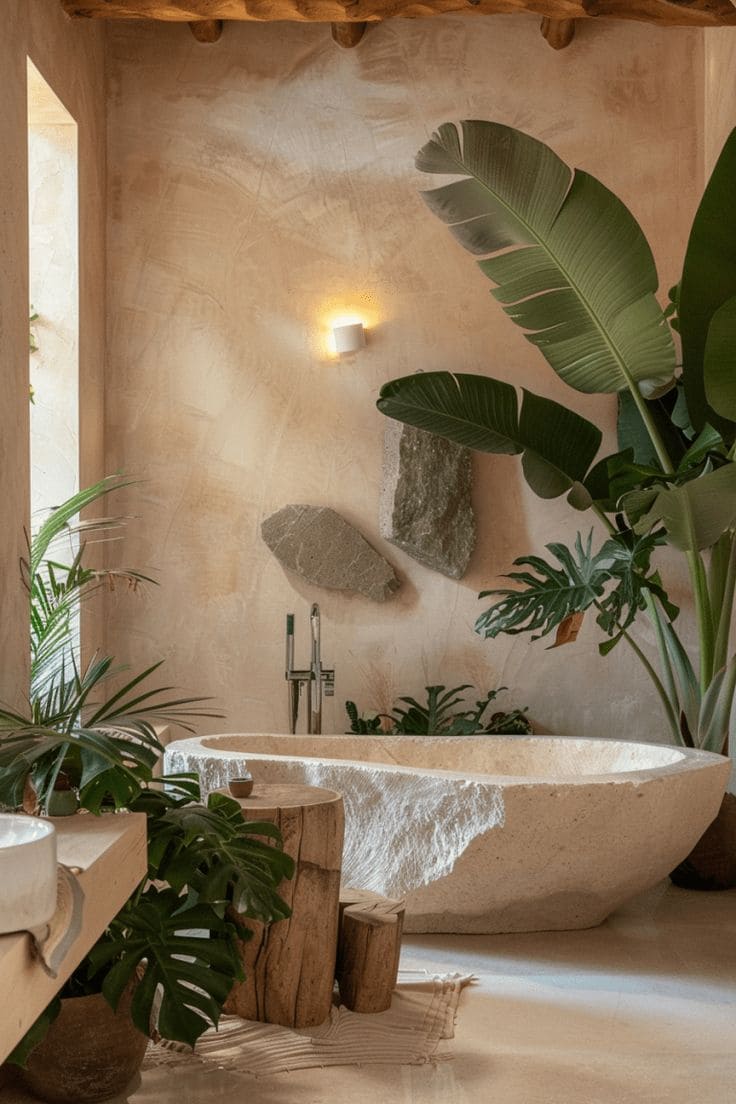 Rustic Nature-Inspired Stone Bath Escape